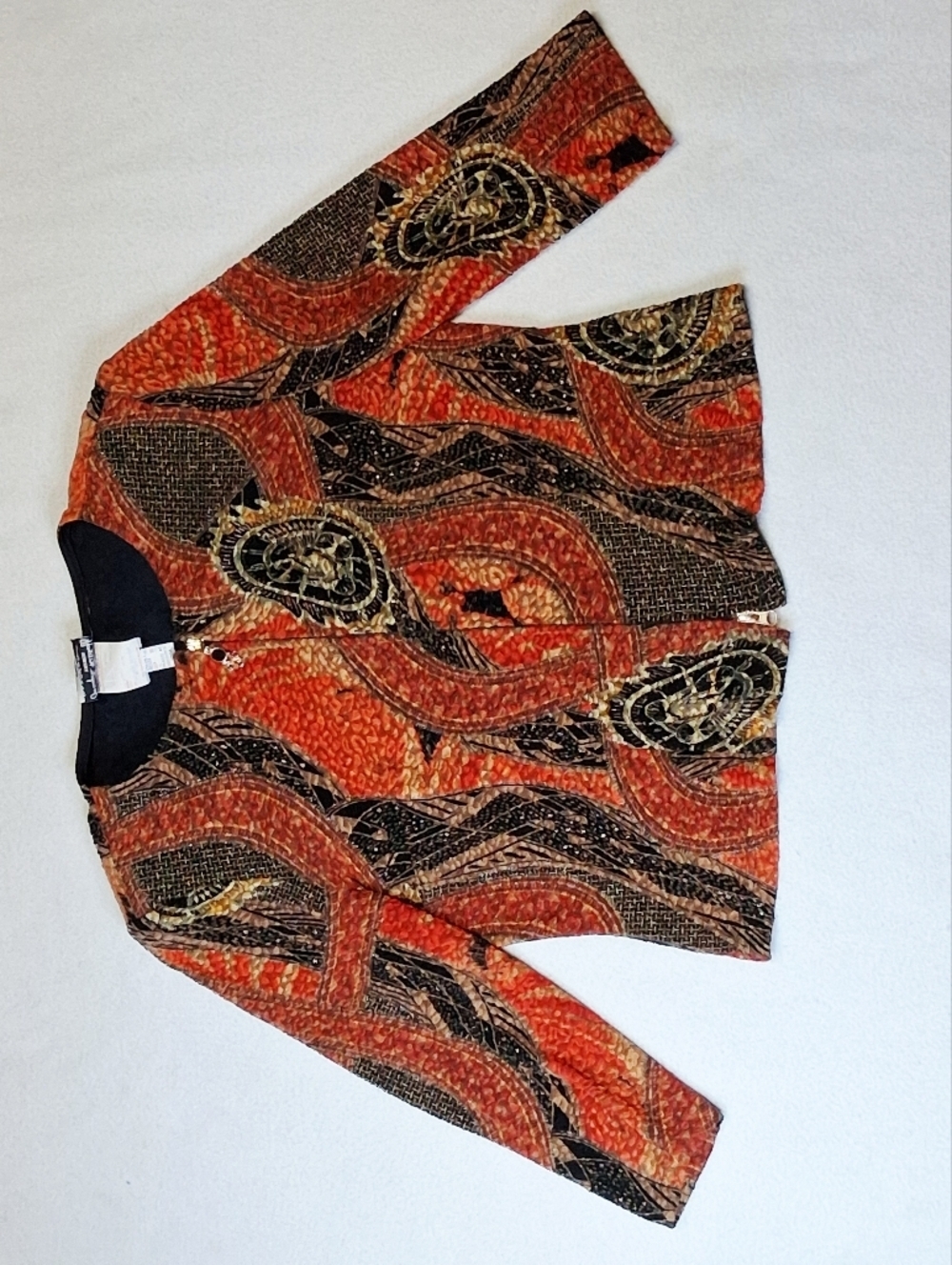Joseph Ribkoff Orange and Black Abstract Print Jacket